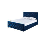 Lit Prestige Velours Bleu Sommier Inclus 140x190 cm