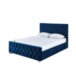 Lit Prestige Velours Bleu Sommier Inclus 140x190 cm