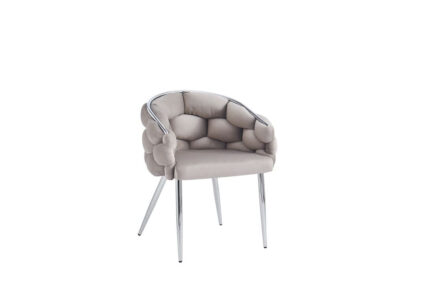 Lot de 2 chaises BALLON pieds chrome assise en Velours Taupe