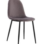 Lot 4 Chaises Salle à Manger Scandinave Alvéole Velours Anthracite Pieds Métal Noir