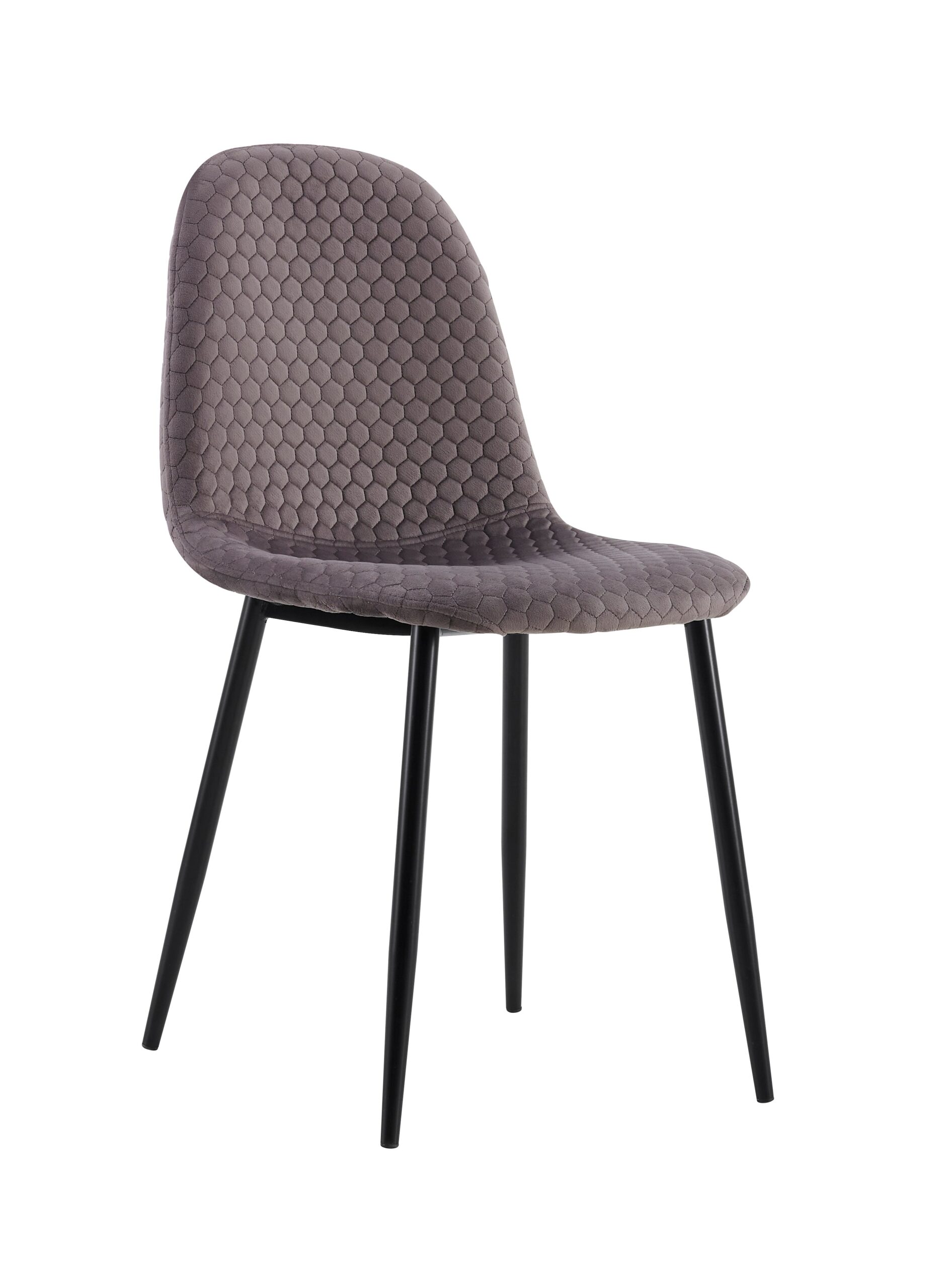 0 4743.jpg Lot 4 Chaises Salle à Manger Scandinave Alvéole Velours Anthracite Pieds Métal Noir