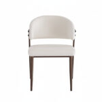 Lot de 4 chaises salle à manger velours beige pieds effet noyer métal LAMIA