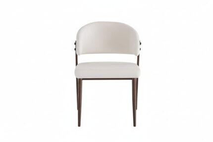 Lot de 4 chaises salle à manger velours beige pieds effet noyer métal LAMIA