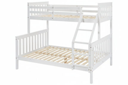 Lit Superposé Batna Bois Blanc 140x190 cm et 90x190 cm