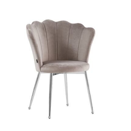 Lot de 2 Chaises Nymphea Velours Moka Pieds Chrome