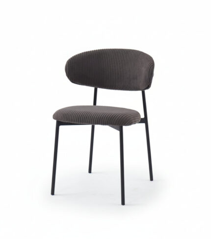 Lot de 4 Chaises Lulu Velours Côtelé Gris Pieds Métal Noir