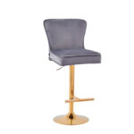 Lot 2 Tabourets de Bar Gabrielle Velours Anthracite Pieds Gold Hauteur Assise 65cm
