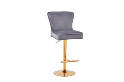 Lot 2 Tabourets de Bar Gabrielle Velours Anthracite Pieds Gold Hauteur Assise 65cm