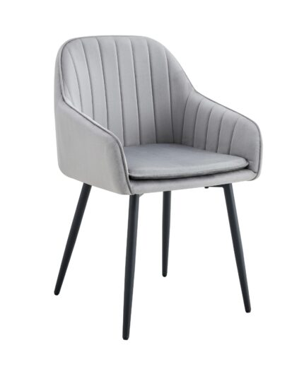 Lot de 2 Chaises Pams Velours Gris Pieds Noirs 45x46x82 cm