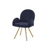 Lot 2 Chaises Salle à Manger Mimi Accoudoirs Bleu Pieds Gold 62x63x92cm