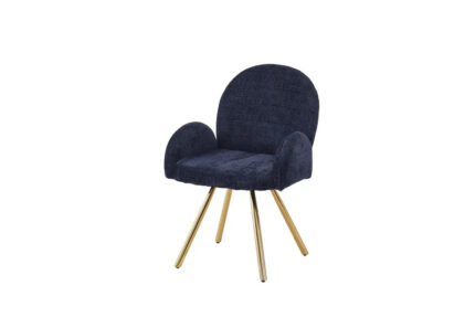 Lot 2 Chaises Salle à Manger Mimi Accoudoirs Bleu Pieds Gold 62x63x92cm