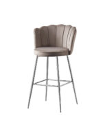 Lot 2 Tabourets de Bar Nymphea Velours Moka Pieds Chrome