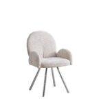 Lot 2 Chaises Salle à Manger Elisa Velours Moka Pieds Chrome 42x55x87cm