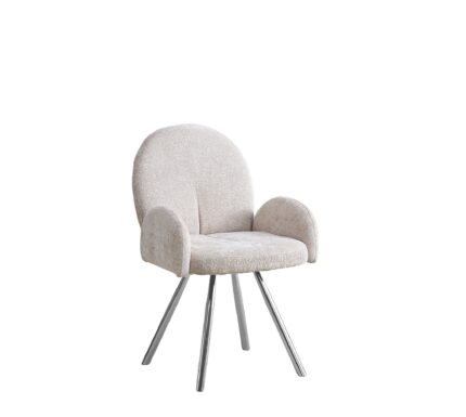 Lot 2 Chaises Salle à Manger Elisa Velours Moka Pieds Chrome 42x55x87cm