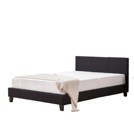 Lit Melbourne Simili Cuir Noir Sommier Intégré 140x190 cm