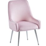 Lot de 2 Chaises Luxury Velours Rose Pieds Chrome 52x65.5x93.5 cm
