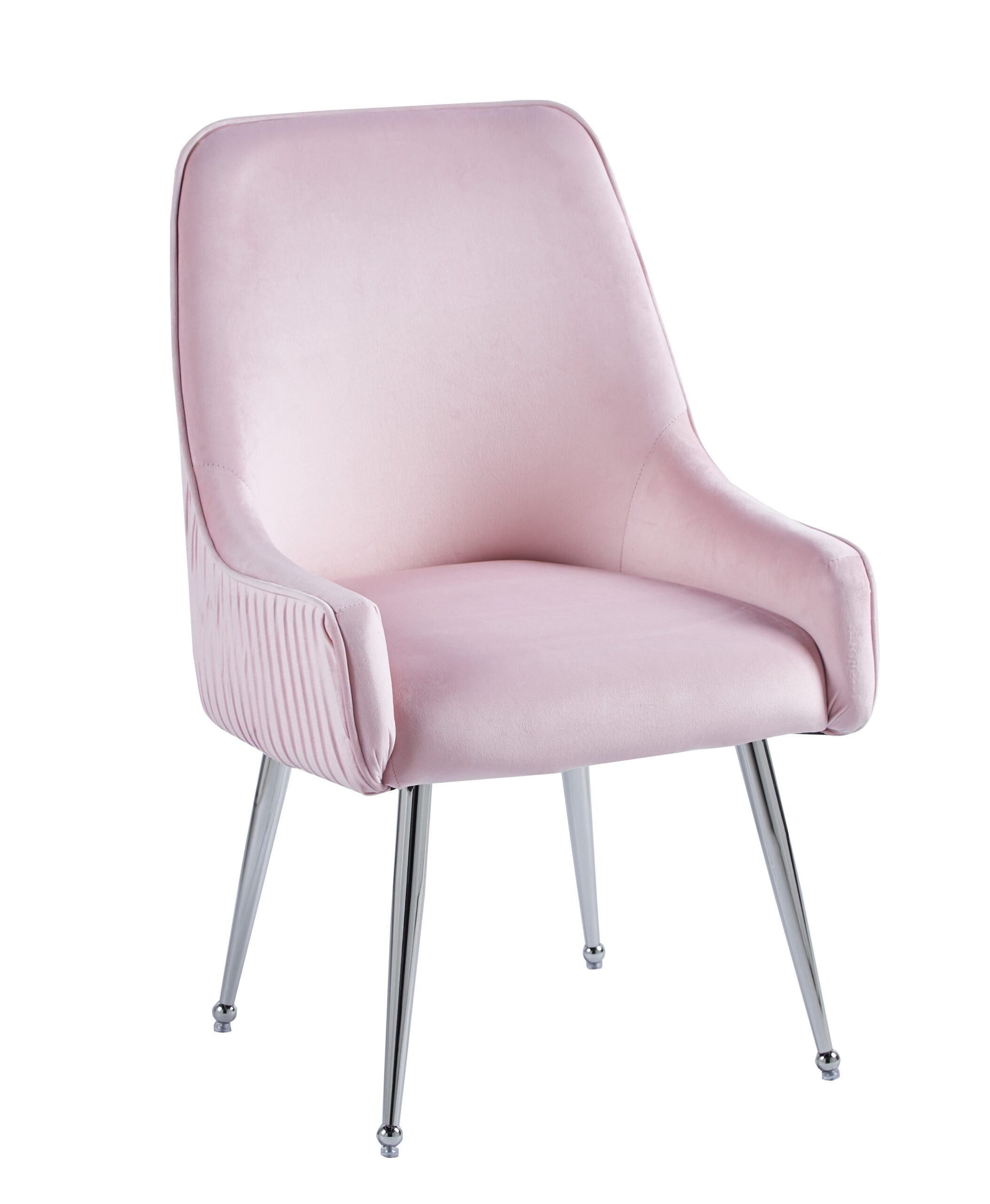 0 4769.jpg Lot de 2 Chaises Luxury Velours Rose Pieds Chrome 52x65.5x93.5 cm