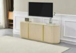 Meuble TV Ovale Travertin Beige Design Moderne