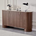 Buffet Monza Ovale Noyer Céramique Travertin Vert