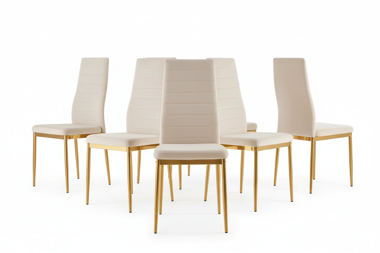 0 4776.jpg Lot 6 chaises velours beige pieds métal gold 52x45x90 cm TOLIA