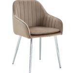 Lot de 2 Chaises Pams Velours Taupe Pieds Chrome 45x46x82 cm