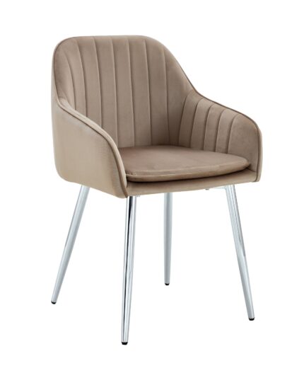 Lot de 2 Chaises Pams Velours Taupe Pieds Chrome 45x46x82 cm
