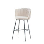 Lot 2 Tabourets de Bar Nymphea Velours Blanc Doudou Réglables Pieds Chrome Hauteur Assise 69cm