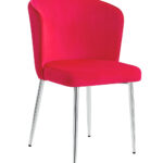 Lot de 4 Chaises Diana Velours Rouge Pieds Chrome