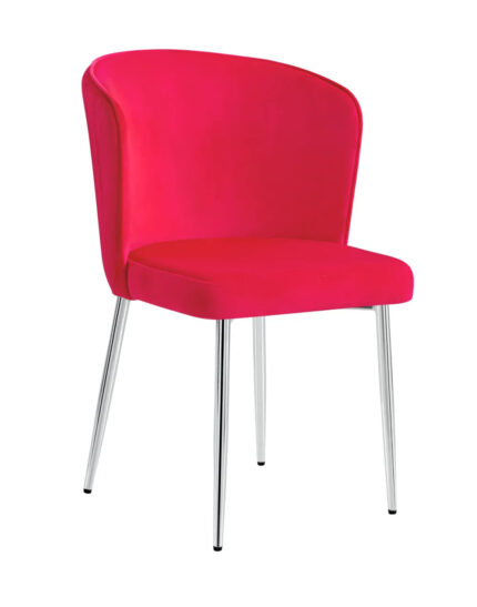 Lot de 4 Chaises Diana Velours Rouge Pieds Chrome