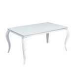 Table à Manger Baroque Verre Blanc Pieds Chrome 150x90 cm