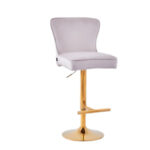 Lot 2 Tabourets de Bar Gabrielle Velours Beige Pieds Gold Hauteur Assise 65cm