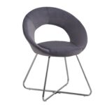 Lot de 4 Chaises Bubble Velours Gris Pieds Chrome