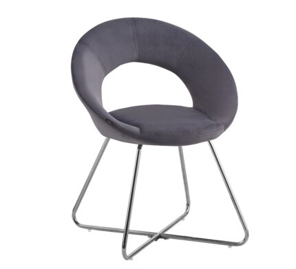 Lot de 4 Chaises Bubble Velours Gris Pieds Chrome