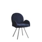 Lot 2 Chaises Salle à Manger Elisa Velours Bleu Pieds Chrome 42x55x87cm