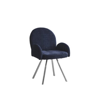 Lot 2 Chaises Salle à Manger Elisa Velours Bleu Pieds Chrome 42x55x87cm