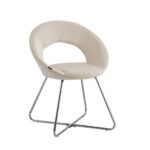 Lot de 4 Chaises Bubble Velours Écru Pieds Chromés