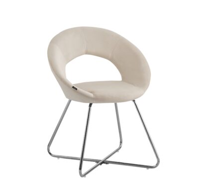 Lot de 4 Chaises Bubble Velours Écru Pieds Chromés