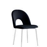 Lot de 4 chaises TEDDY Chrome velours - Noir