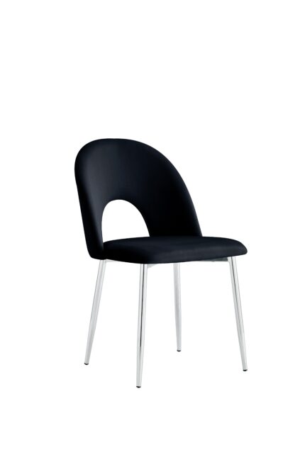 Lot de 4 chaises TEDDY Chrome velours - Noir