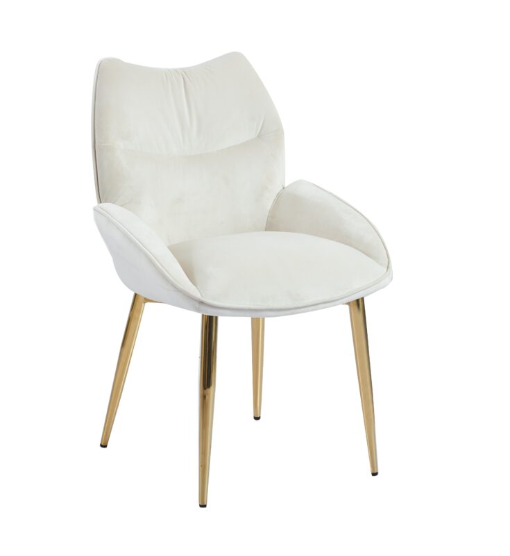 Lot de 2 chaises en velours Beige LOHA pied métal Gold