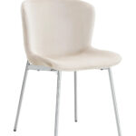 Lot de 4 Chaises Elen Velours Écru Pieds Chrome