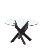 Table Basse Jessy Ronde Verre Trempé Transparent Métal Noir D80x45 cm