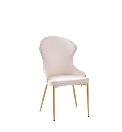Lot de 2 Chaises Hilton Velours Beige Pieds Dorés