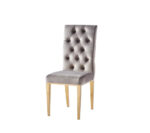 Lot de 2 Chaises Nevada Capitonnées Velours Moka Pieds Dorés