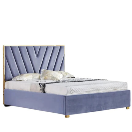 Lit Adulte Vera Velours Gris Sommier Intégré 160x200 cm