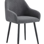 Lot 2 Chaises Salle à Manger Peach Accoudoirs Gris Pieds Métal Noir