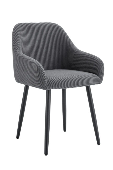 Lot 2 Chaises Salle à Manger Peach Accoudoirs Gris Pieds Métal Noir