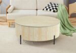 Table Basse Ronde Lira Céramique Travertin Naturel Vert