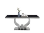 Table à Manger Trofy Effet Marbré Noir 180 cm