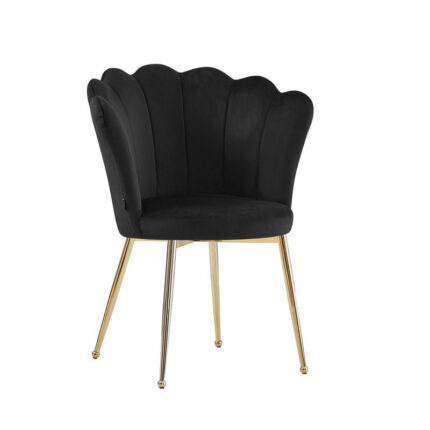 Lot de 2 Chaises Nymphea Velours Noir Pieds Dorés